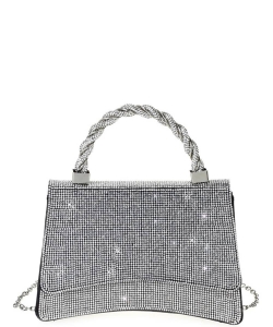 Rhinestone Handle Curve Bag HD-3979 BLACK